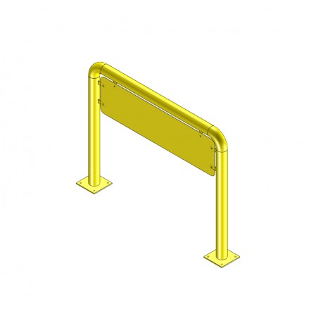 Pedestrian barrier, 800mm wide with sign - baseplate