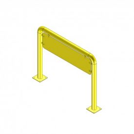 Pedestrian barrier, 1500mm wide with sign - baseplate